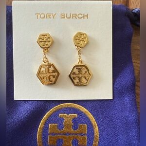 Tory Burch Gold Hexagon Drop Earrings